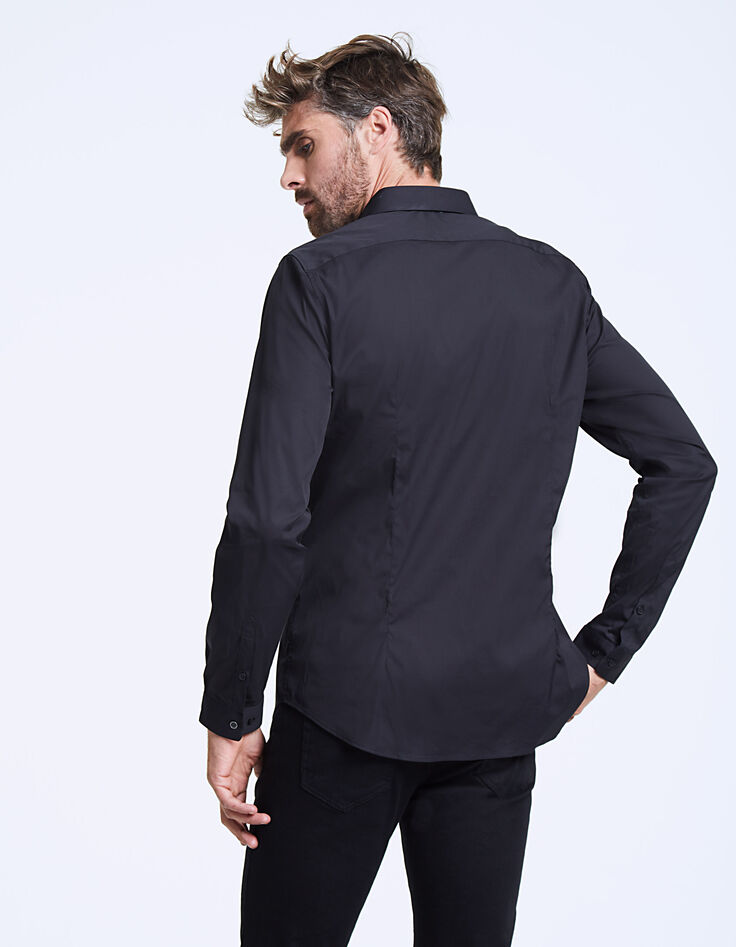 Chemise noire détail col Easy Care Homme-3