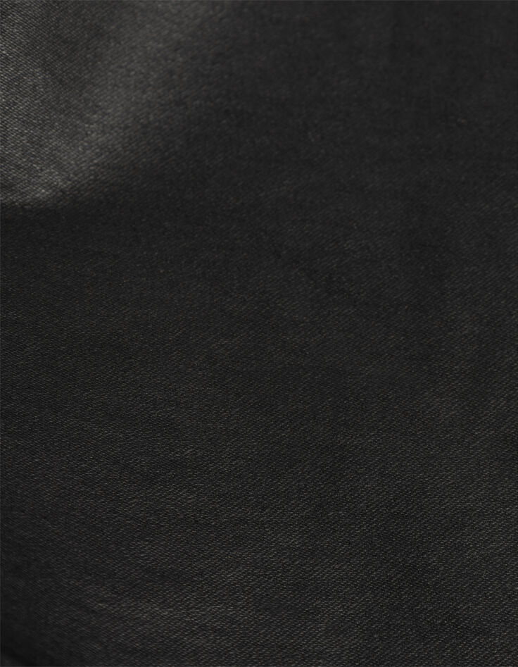 Pantalones cuero negro corte vaquero mujer-8