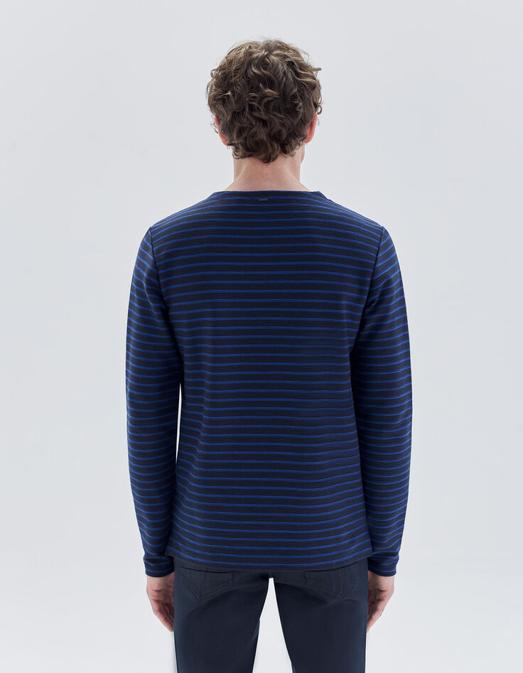 Men's navy t-shirt with blue stripes-3