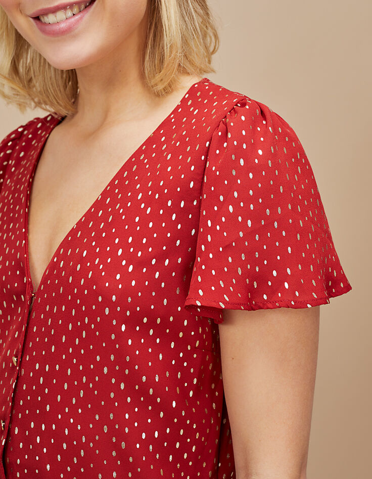 Robe grenat imprimé pois dorés I.Code-4
