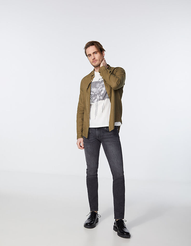 Chemise SLIM kaki en lin Homme-6