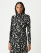 Schwarzes Kleid mit Zebra-Blumenmuster für Damen-4