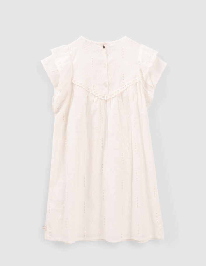 Girls’ off-white dress with lace and embroidery - IKKS