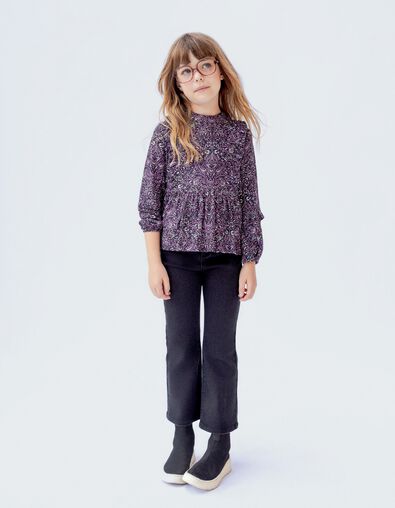 Girls’ black FLARED jeans with paisley print bow - IKKS