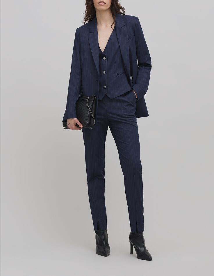 Gilet de costume marine rayures tennis Femme-1