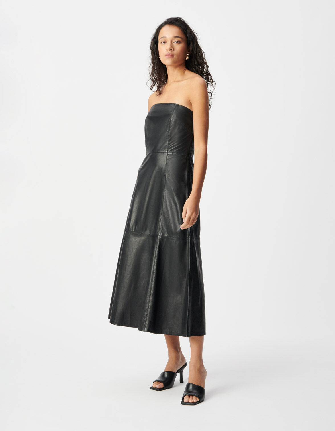 Black leather bustier dress Woman IKKS