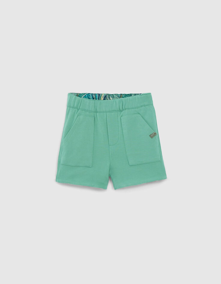 Baby boys’ green/exotic motif reversible Bermuda shorts-3