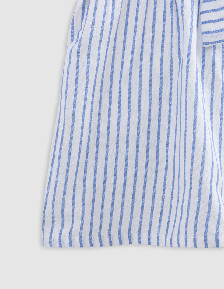 Blue stripes belted jumpsuit for girl-7