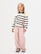 Pull écru tricot col marine lettre sequins fille-1