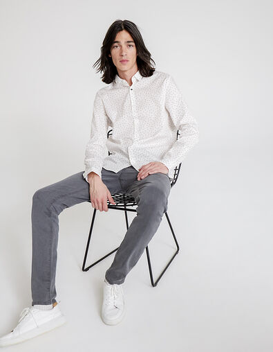 Men’s off white skull print SLIM shirt  - IKKS
