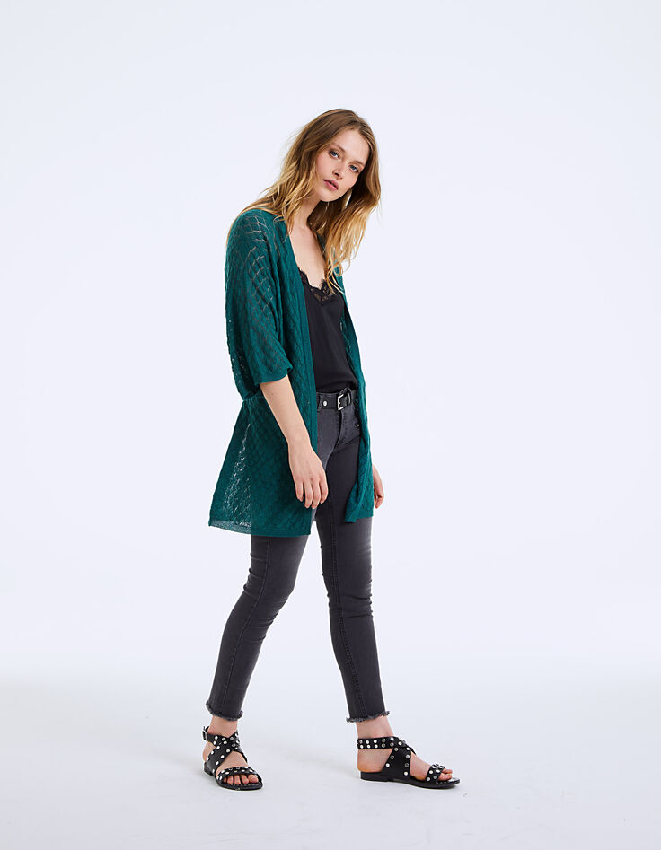 Kimono in ajourtricot voornamelijk viscose dames-6