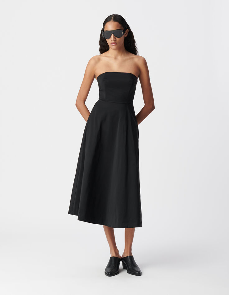 Robe bustier noire taffetas Femme-2