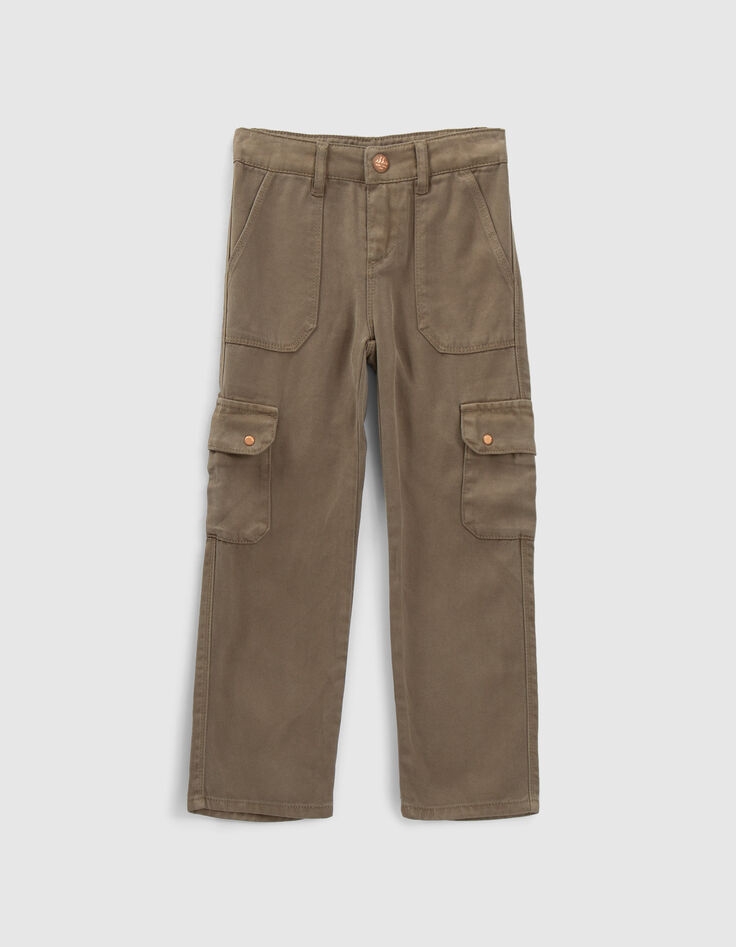 Khaki FLARE-Mädchenhose aus LYOCELL® im Zimmermannslook-1