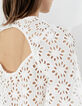 Women’s ecru eyelet embroidery cotton peplum blouse-5