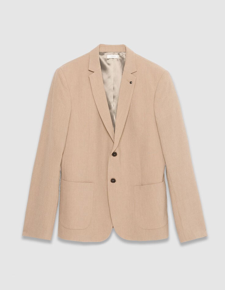 Donkerbeige seersucker colbert TRAVEL SUIT Heren-6