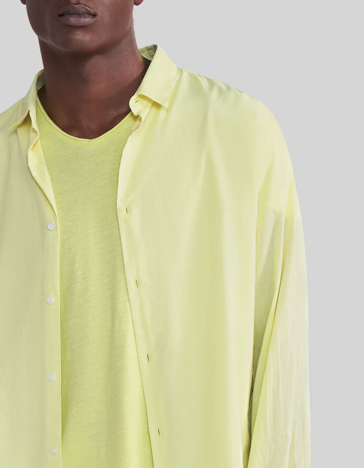 Men’s lime organic cotton voile SLIM shirt-4