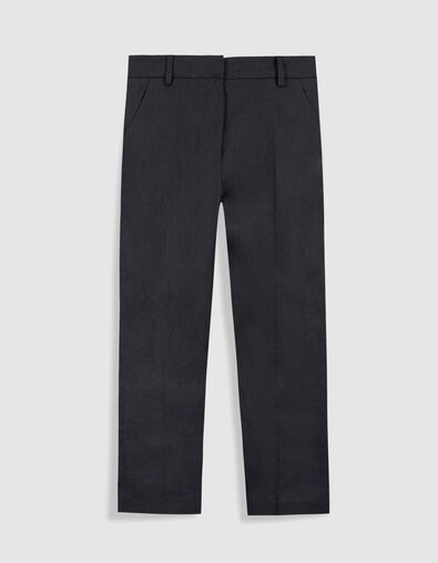 Pantalon de tailleur bleu marine mix lin coton 7/8e Femme - IKKS
