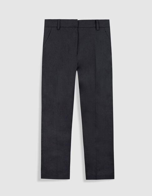 Pantalon de tailleur bleu marine mix lin coton 7/8e Femme - IKKS