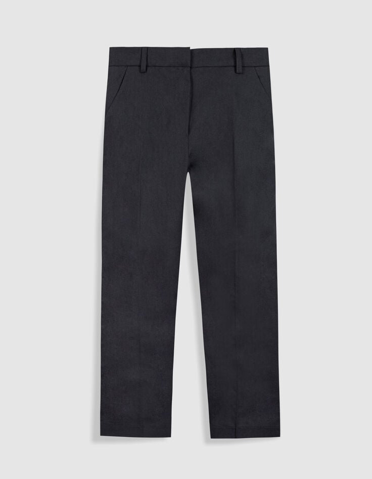 Pantalon de tailleur bleu marine mix lin coton 7/8e Femme-1