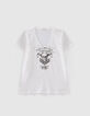Gebroken wit T-shirt opdruk doodshoofd Dames-4