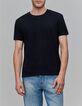 Herren-T-Shirt schwarz Bio-Baumwolle Jacquardmuster-1