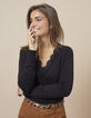 Pull cache-cœur noir en tricot pailleté or I.Code-2