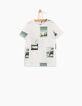 Camiseta blanco óptico fotos y letras niño -3