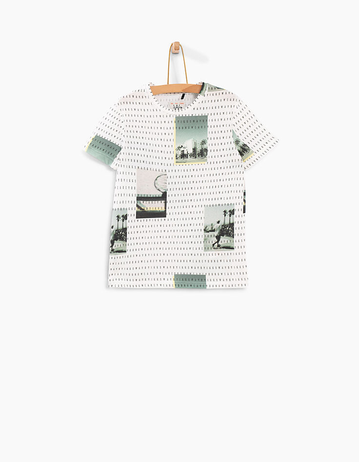 Camiseta blanco óptico fotos y letras niño -3 Camiseta blanco óptico fotos y letras niño -3