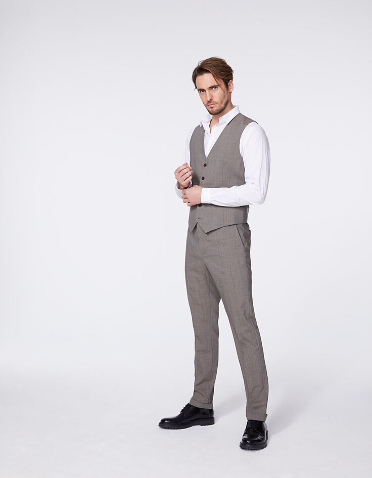 Men’s mink Prince of Wales check waistcoat -6 Men’s mink Prince of Wales check waistcoat -6