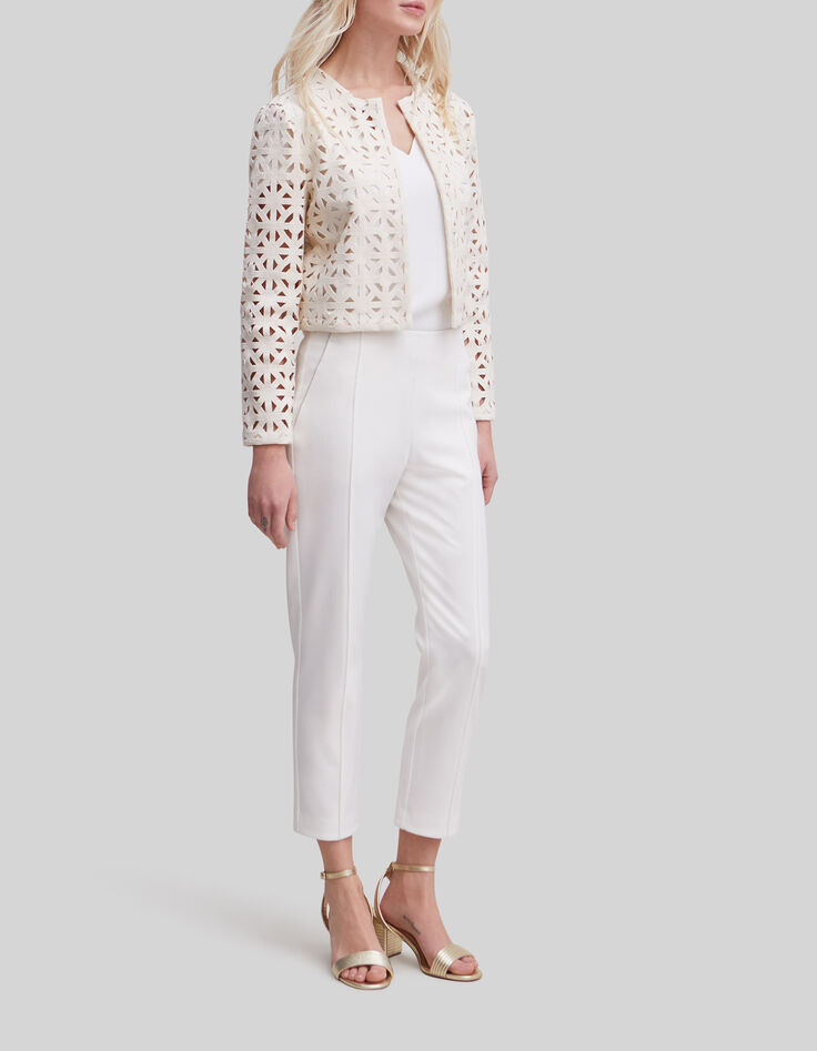 Women's white suit trousers with microbeading-3