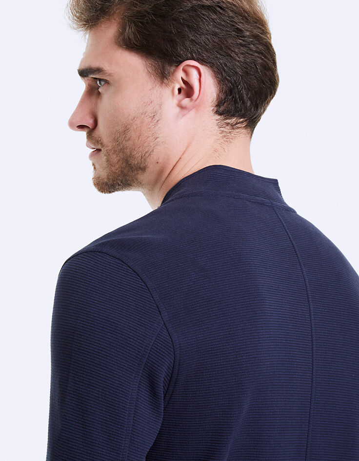 Cardigan marine &agrave; c&ocirc;tes Ottoman Homme-5