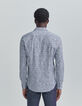 Chemise SLIM marine bio imprim&eacute; micro-fleurs Homme-2