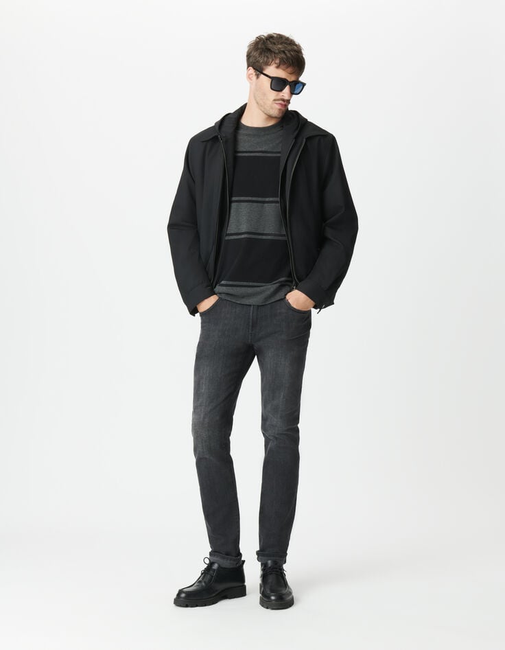 Blouson noir parementure noire amovible Homme-6 Blouson noir parementure noire amovible Homme-6