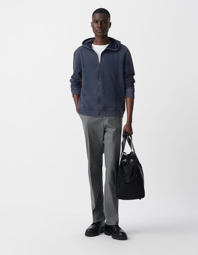 Cardigan encre à capuche molleton zippé Homme - IKKS