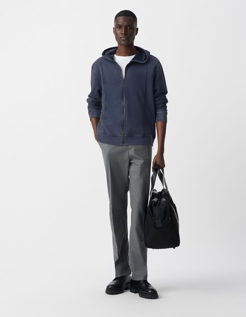 Cardigan encre à capuche molleton zippé Homme - IKKS