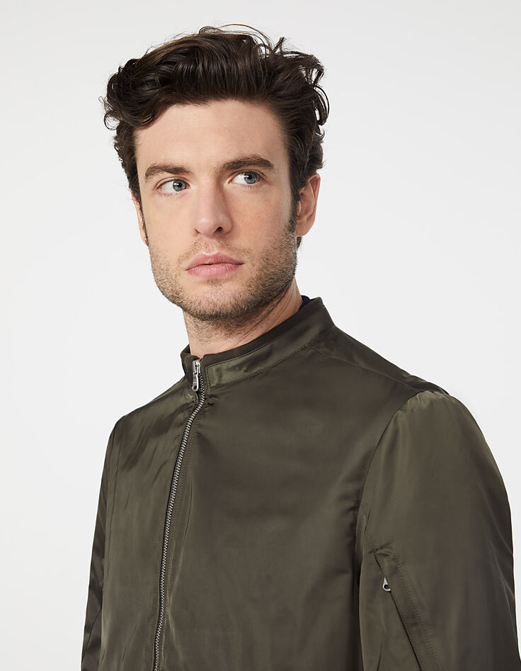 Men’s khaki satin nylon bomber jacket-4
