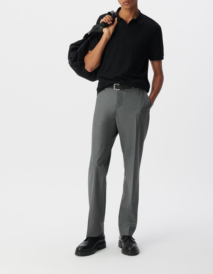 Polo negro punto flameado hombre-1