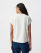 Weißes T-Shirt, Rundhals, Glitzerrand-3
