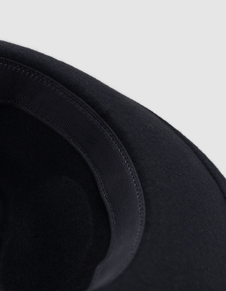 Chapeau noir laine feutr&eacute;e d&eacute;cor galon clous Femme-5