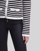 Women’s navy openwork knit sailor-stripe cardigan-3