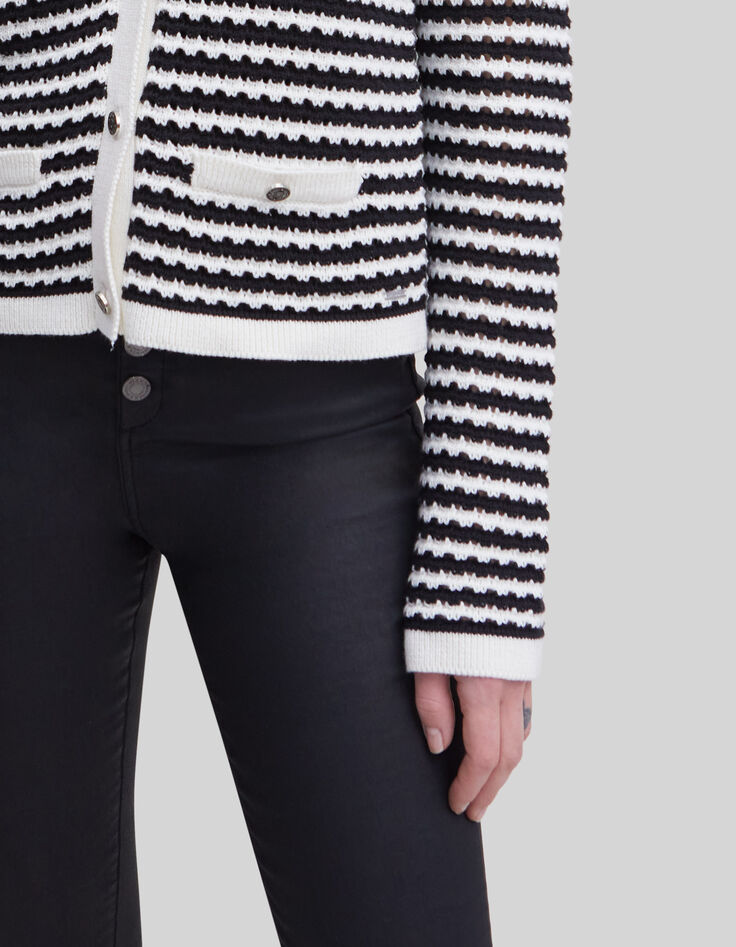 Women’s navy openwork knit sailor-stripe cardigan-3