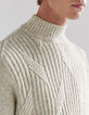 Men’s ivory textured knit high neck sweater-2