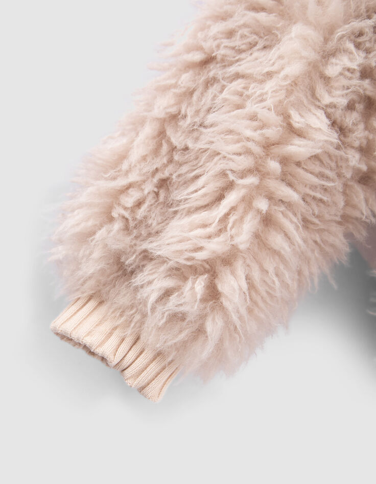 Chaqueta beige bimaterial niña-5