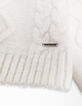Girl's beige hooded cable knit sweater-6