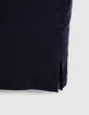 Women’s navy T-shirt with navy striped ribbing-5