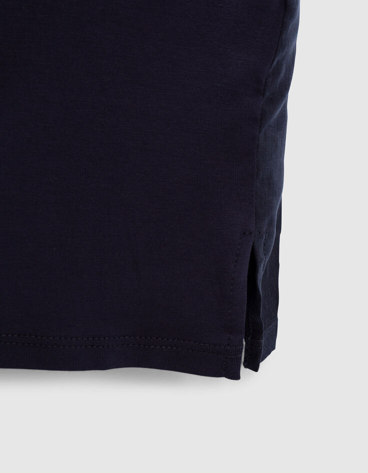 Women’s navy T-shirt with navy striped ribbing-5