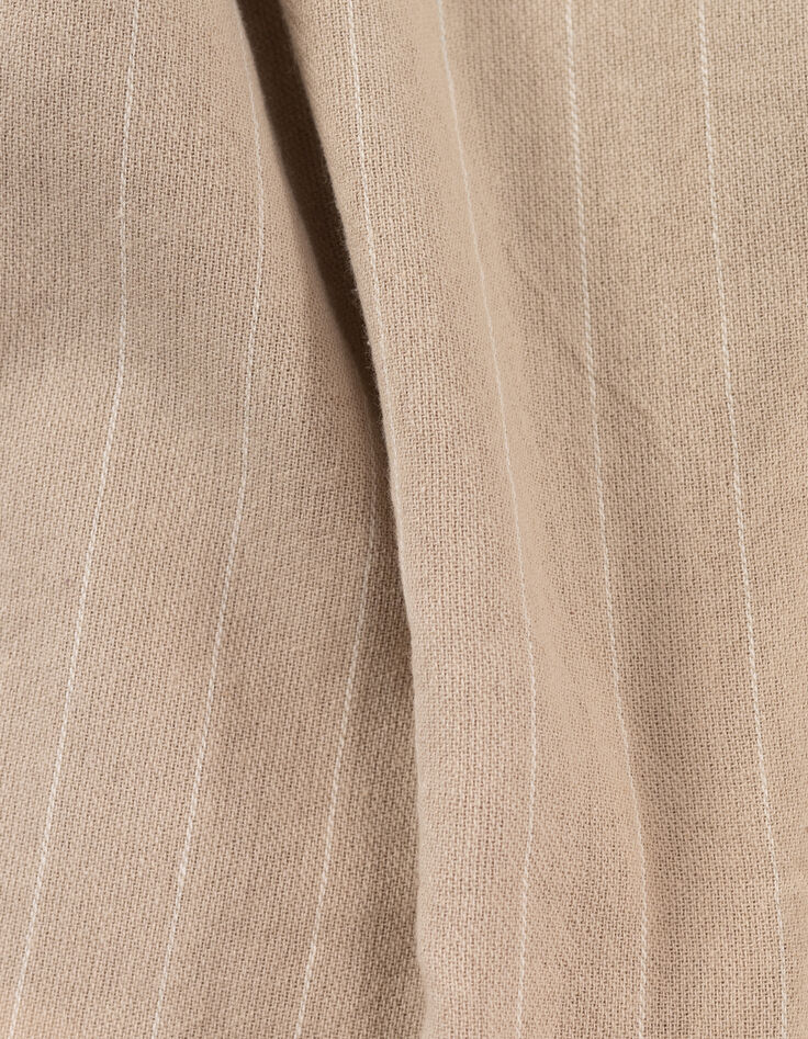 Chemise beige coton bio motifs rayures garçon-9