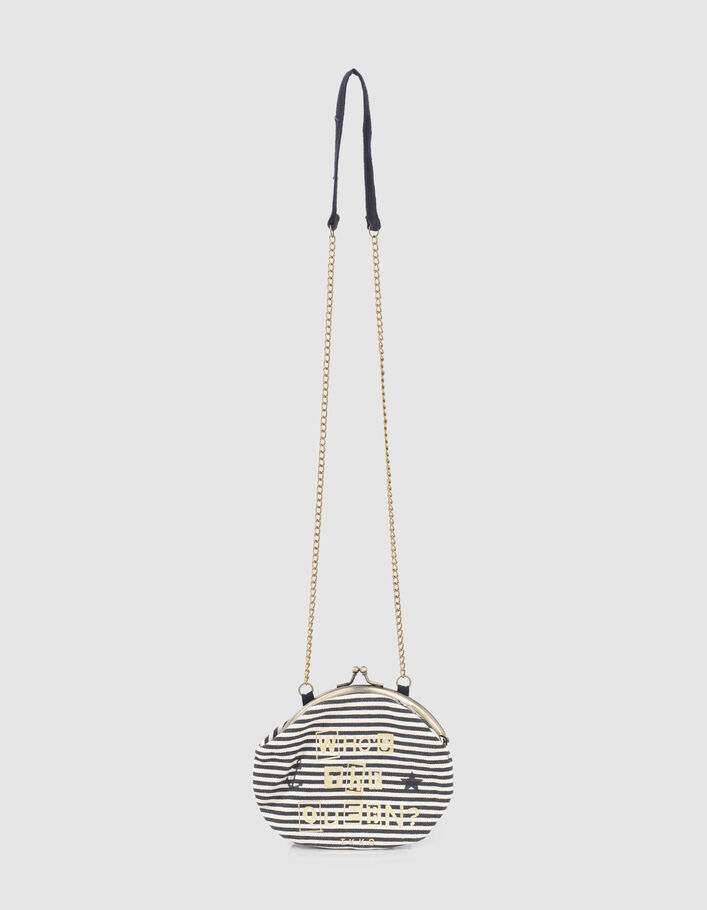 Girls’ ecru purse-shaped bag with navy stripes - IKKS