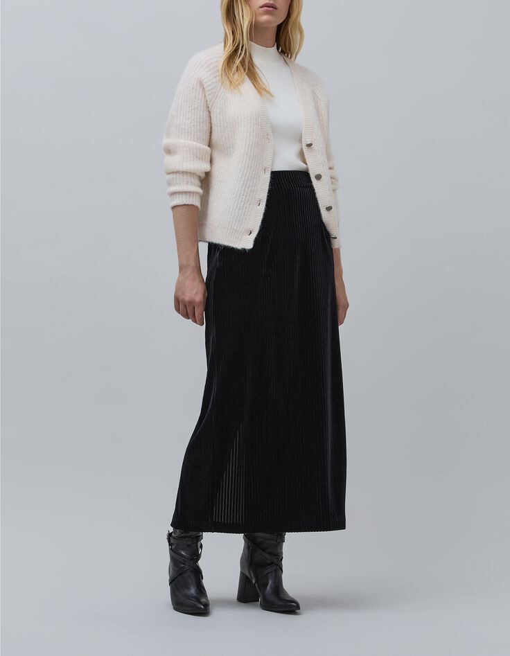 Cardigan blanc cass&eacute; tricot Femme-2