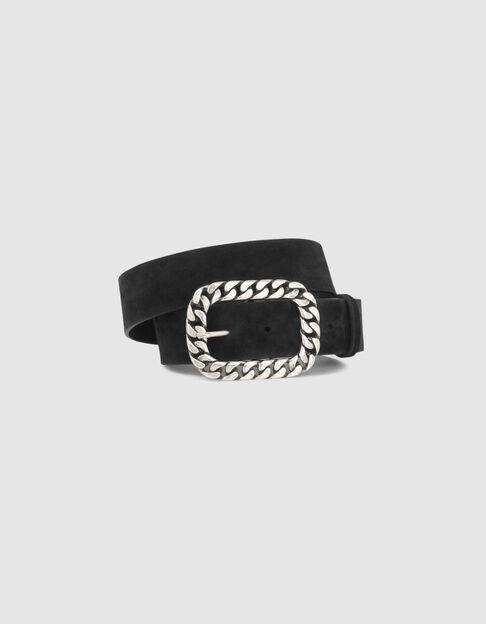 Women’s black suede curb chain-style belt - IKKS